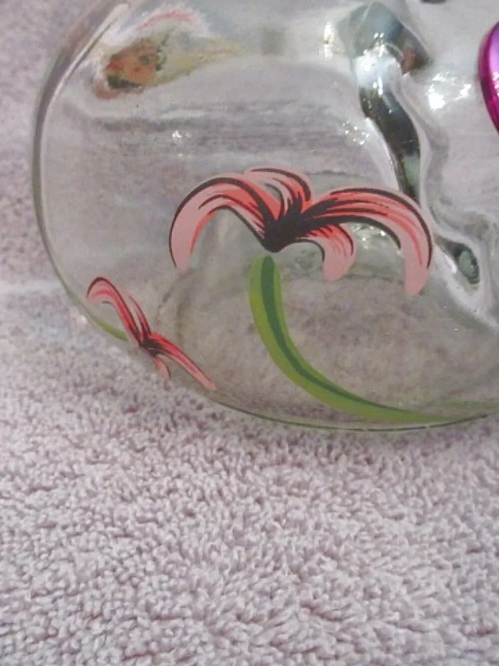 Vtg Asombroso Tequila Floral Decanter Hand Painted Glass Genie Bottle Limited Ed